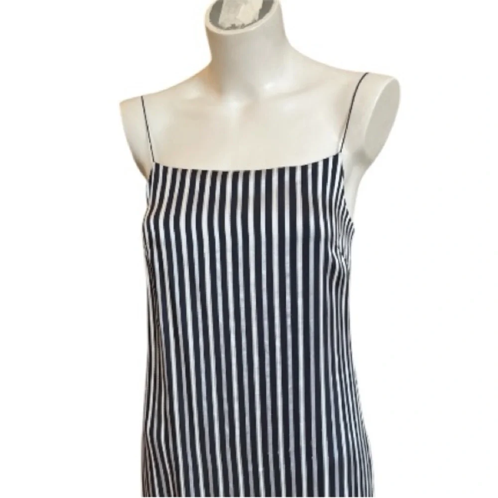 ELIZABETH AND JAMES Jewel Striped Satin & Crepe Midi Navy White Dress Size 4 - Picture 7 of 11